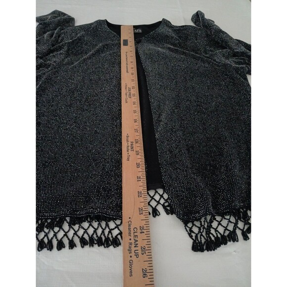 Xscape Women's XL 2 Piece Shimmering Black Jacket & Top Beaded Fringe Office - Picture 16 of 16